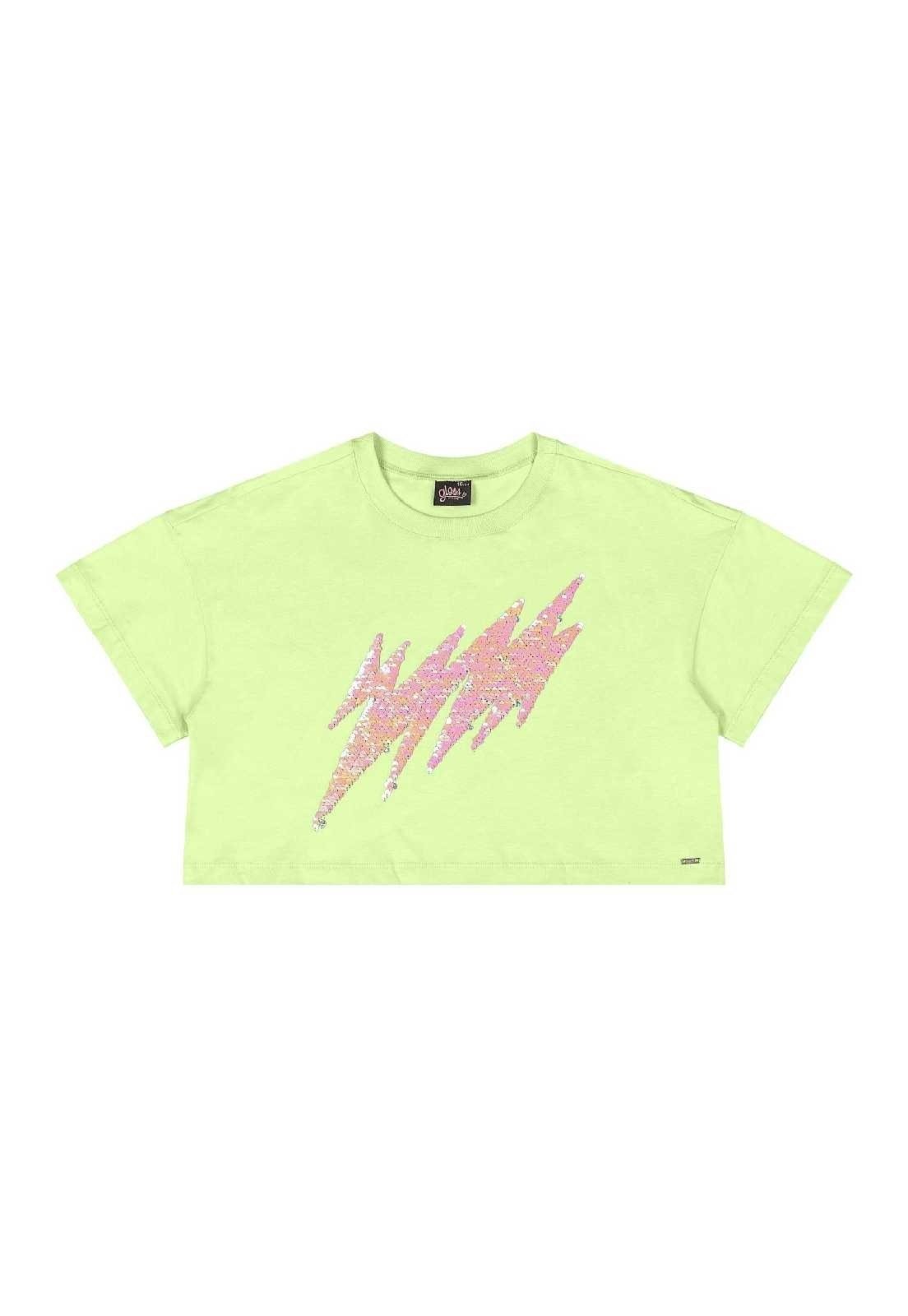 Vista 3 Infantil - Blusa Juvenil com Paetê Gloss verde Gloss verde