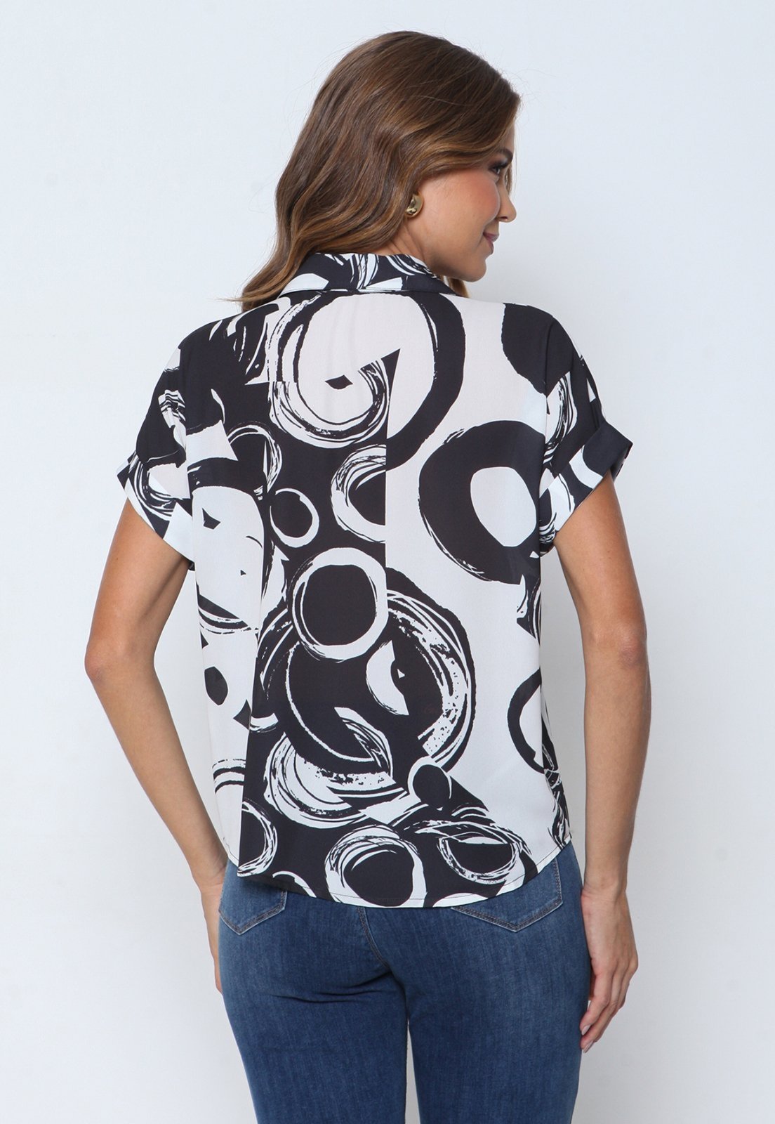 Vista 3 Camisa Intens Manga Curta Crepe preto Intens preto