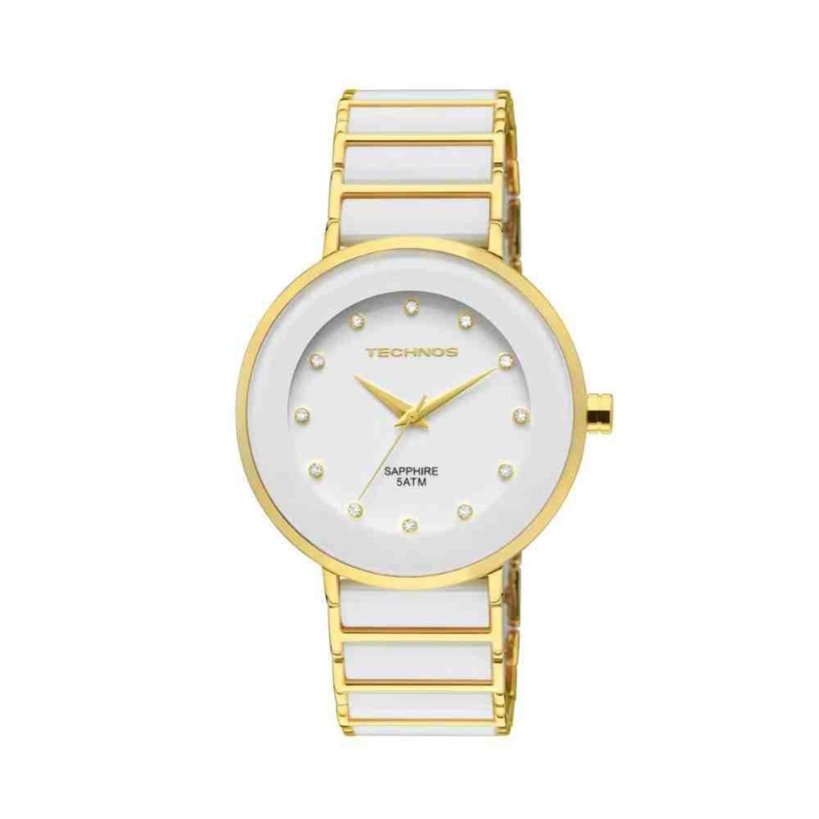 Relógio Technos Saphire Branco/Dourado Feminino 2035LMM/4B