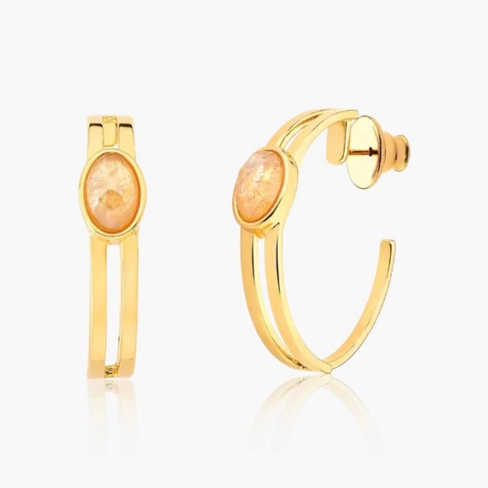 Infantil – Brinco Argola Pedra Natural Citrino Semijoia Banhado a Ouro 18k Ania Store