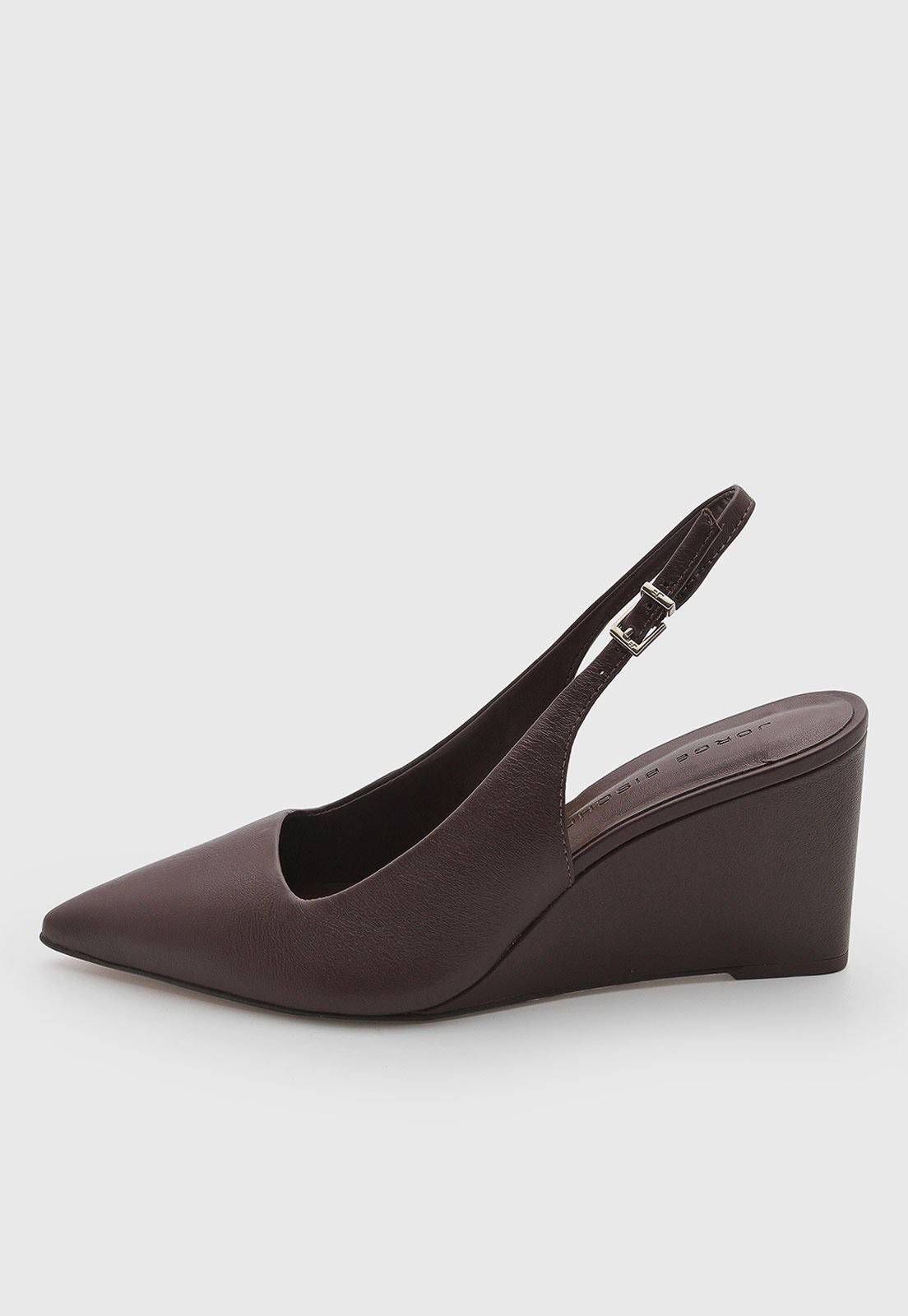 Scarpin Feminino Jorge Bischoff Couro Slingback Anabela Marrom