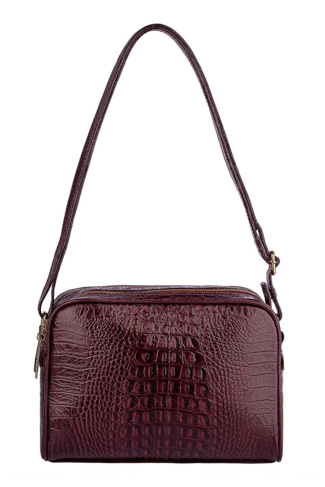 Vista 2 Bolsa quadrada de couro croco Daiana - Marsala Andrea Vinci caramelo Andrea Vinci caramelo