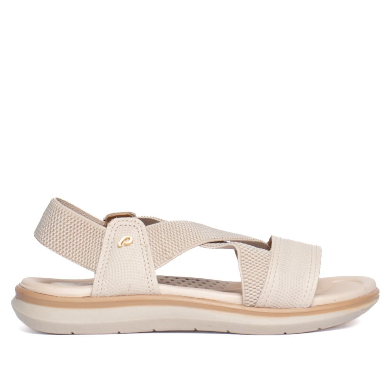 Sandália Feminina Pegada Knit Amortech Off White/Bege