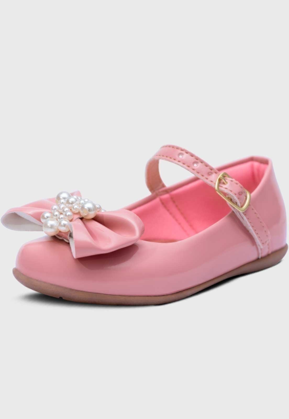 Infantil – Sapatilha Popidi Menina Laço Perola Rosa