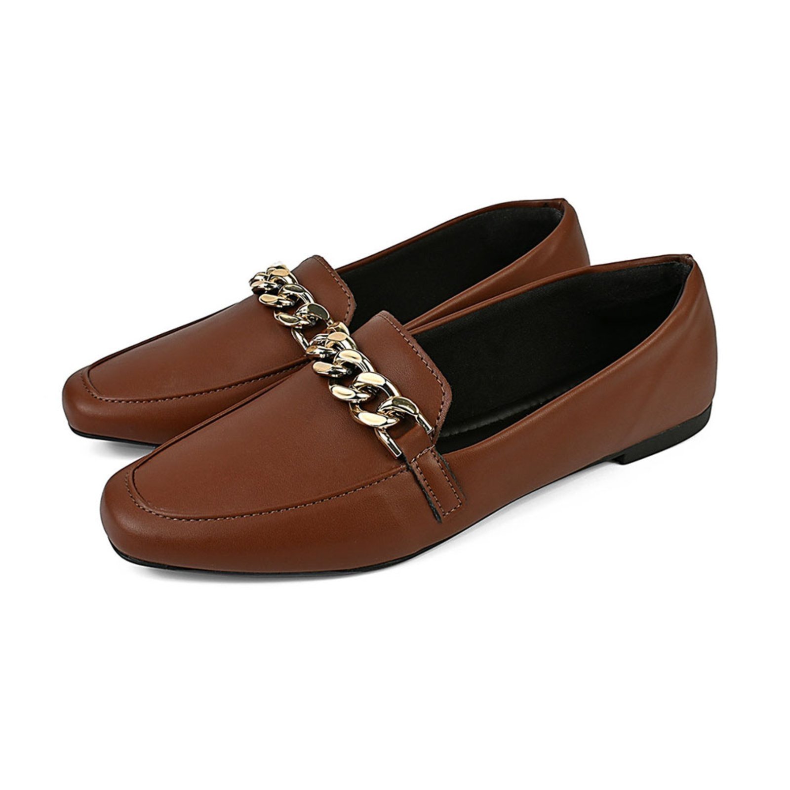 Vista 2 Sapato Feminino Mocassim CM Calçados Bico Quadrado Confort Terra Corrente Monte Shoes marrom Monte Shoes marrom