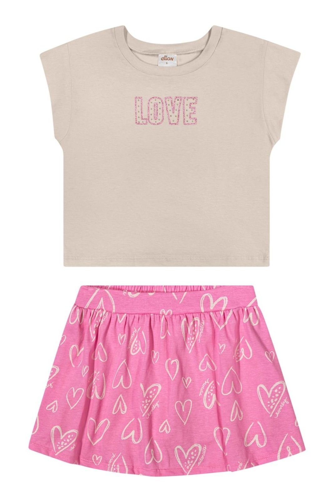 Infantil - Conjunto Menina Love Strass Elian Bege