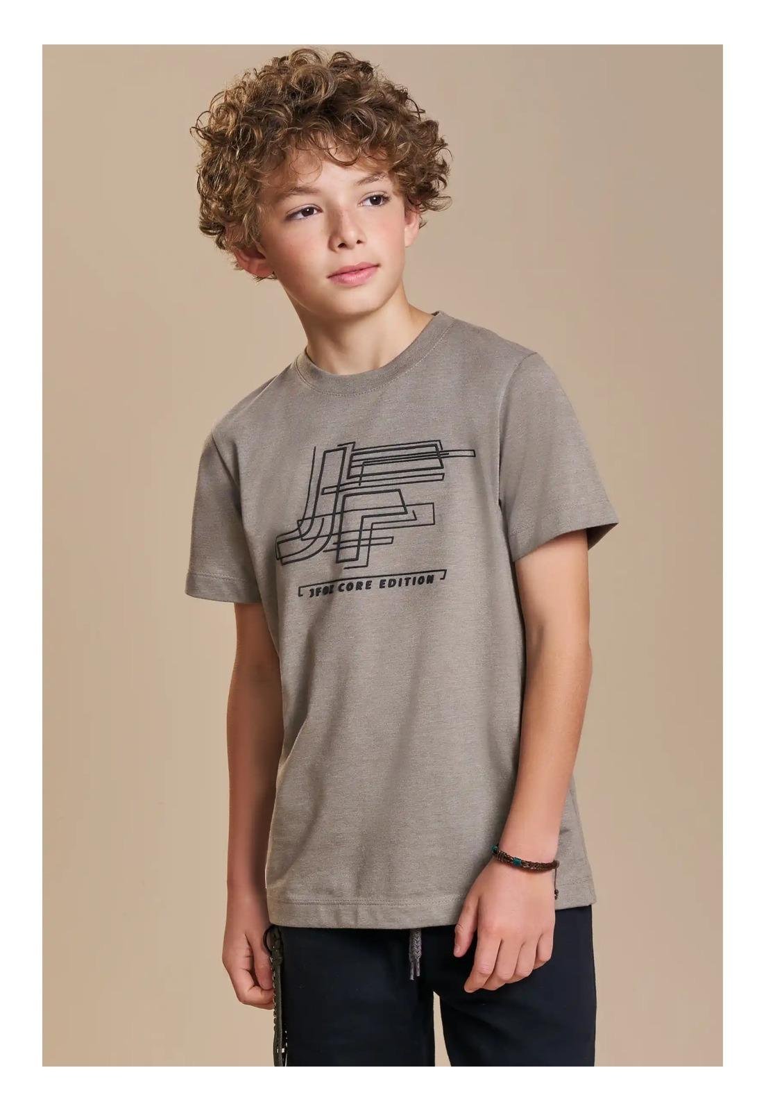 Infantil - Camisa Manga Curta Bege Estampada Menino Johnny Fox 10 Bege