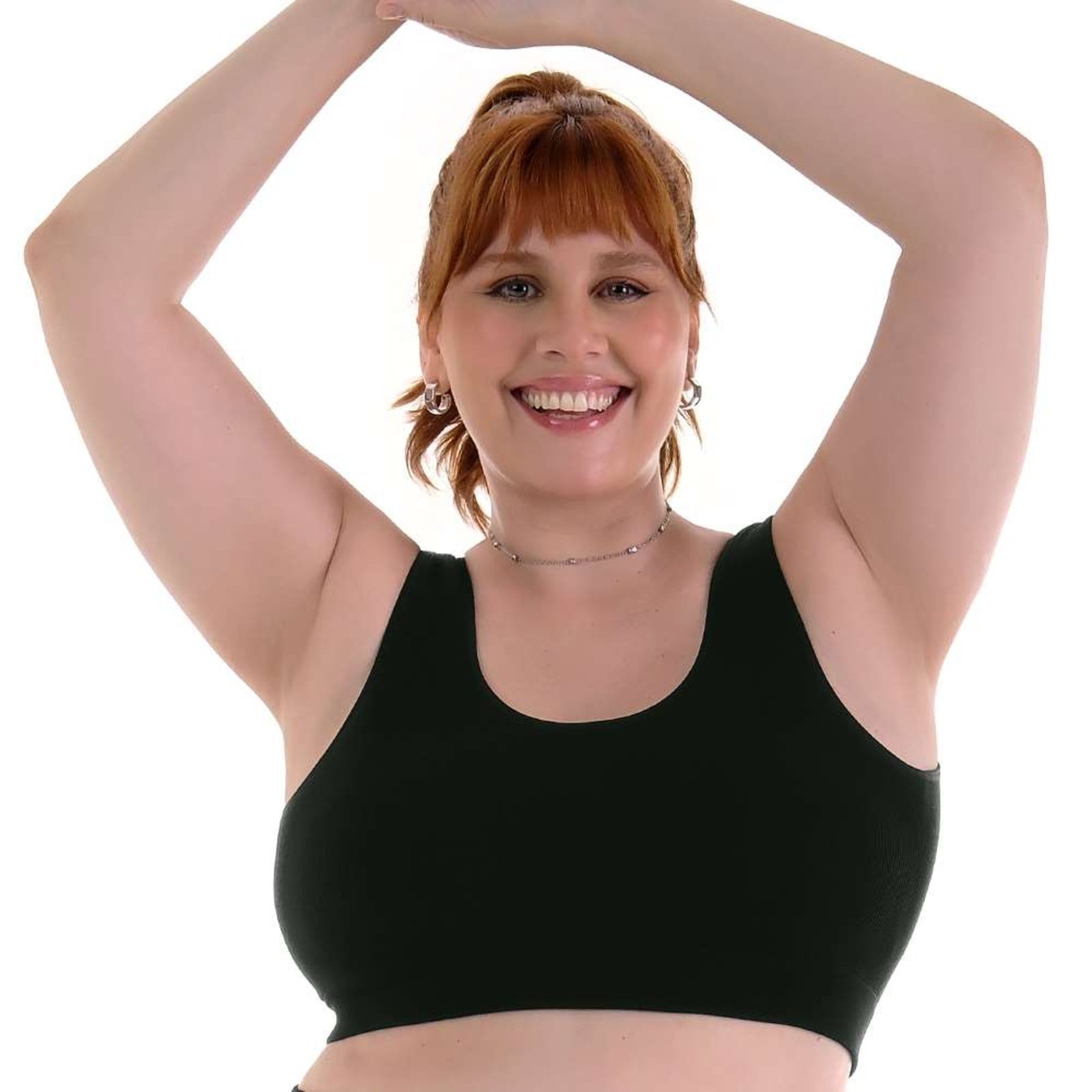 Top Fitness Plus Canelado com Bojo Removível sem Costura Preto Zee Rucci