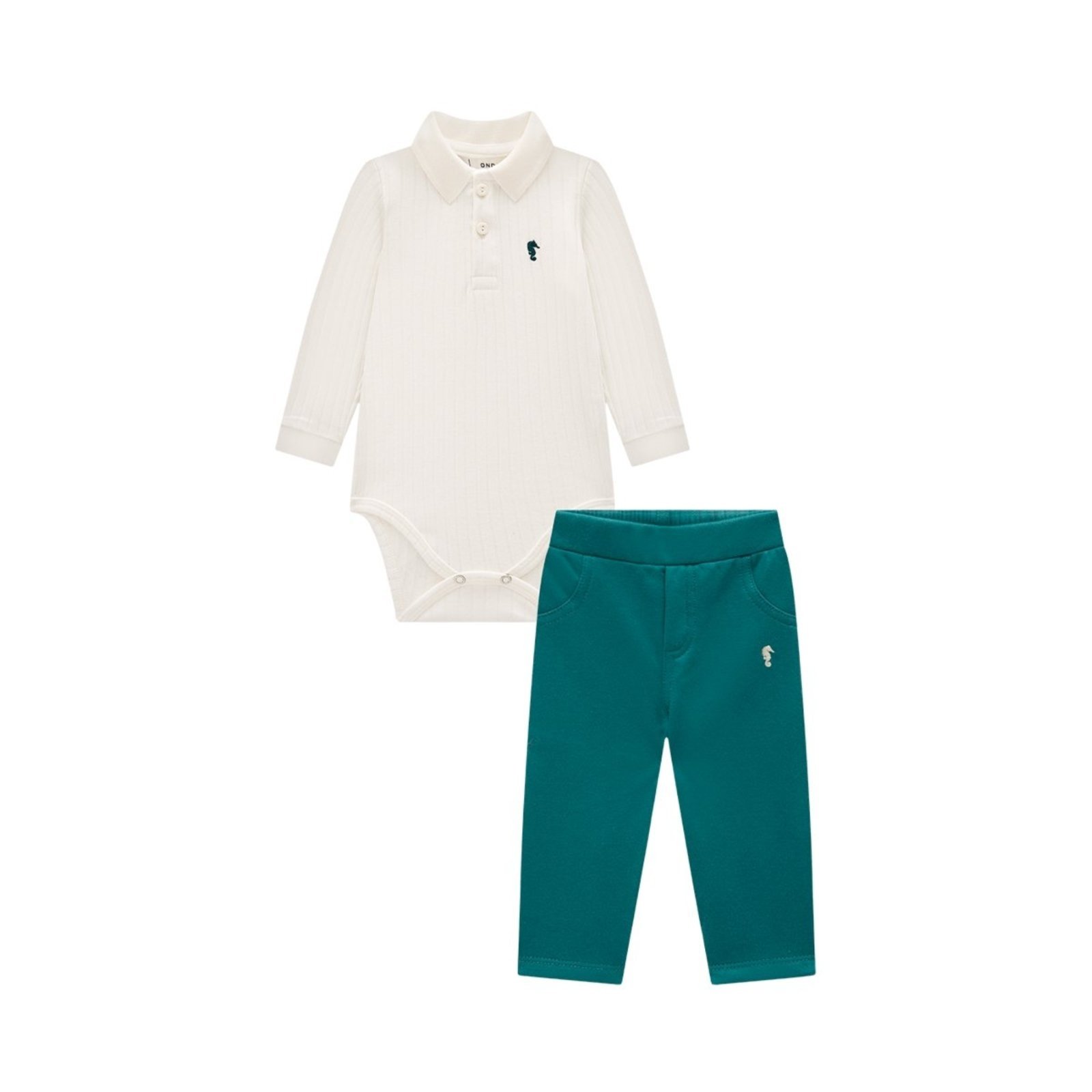 Infantil - Conjunto Menino com Body Bata e Calça em Moletom Confortável