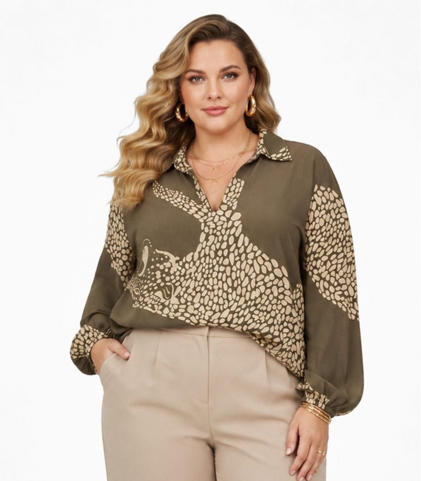 Blusa Feminina Manga Longa Pluz Size Infinita Cor Verde