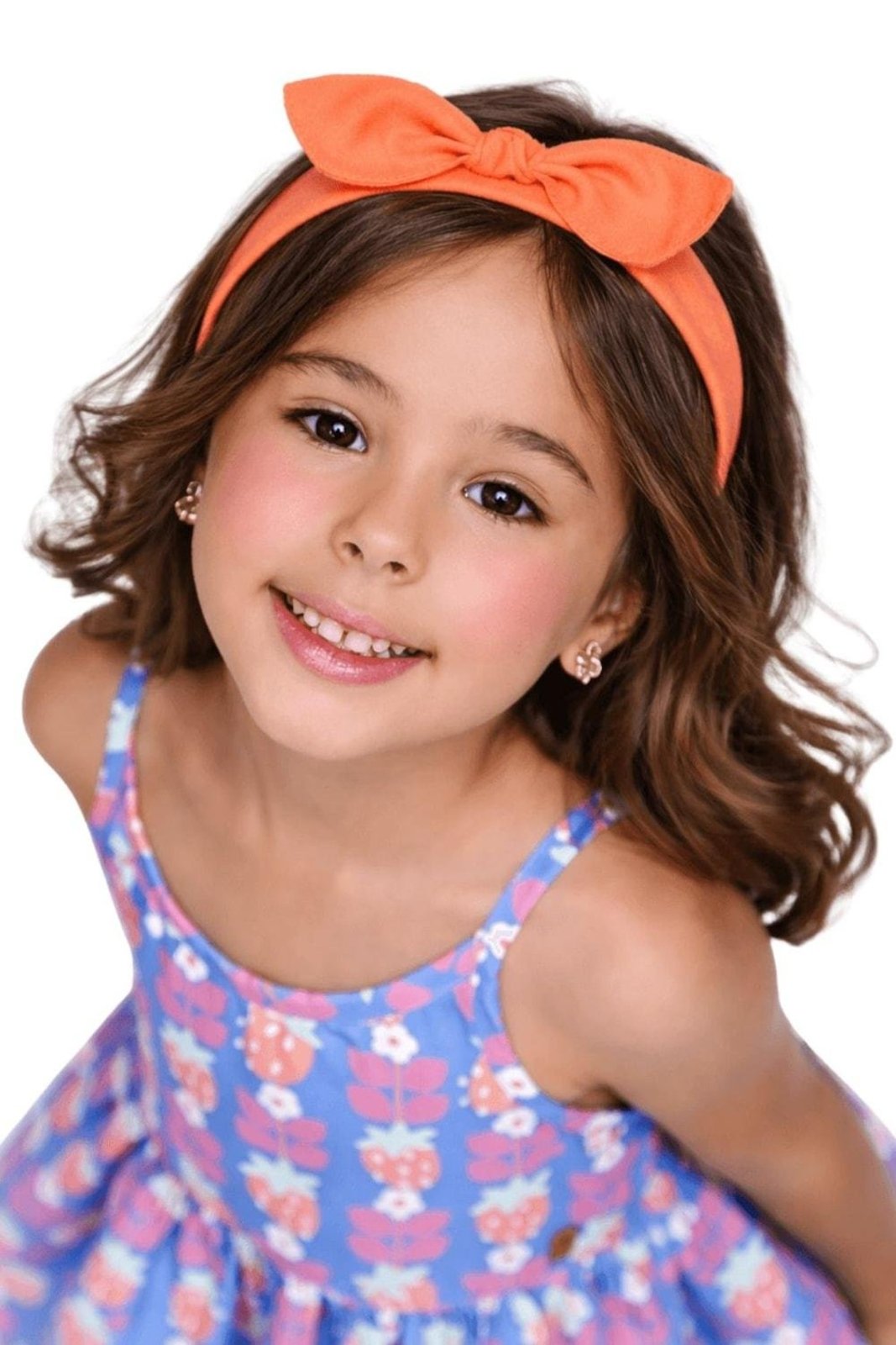 Infantil - Arco Menina Básico Laço Nó Alphabeto Laranja