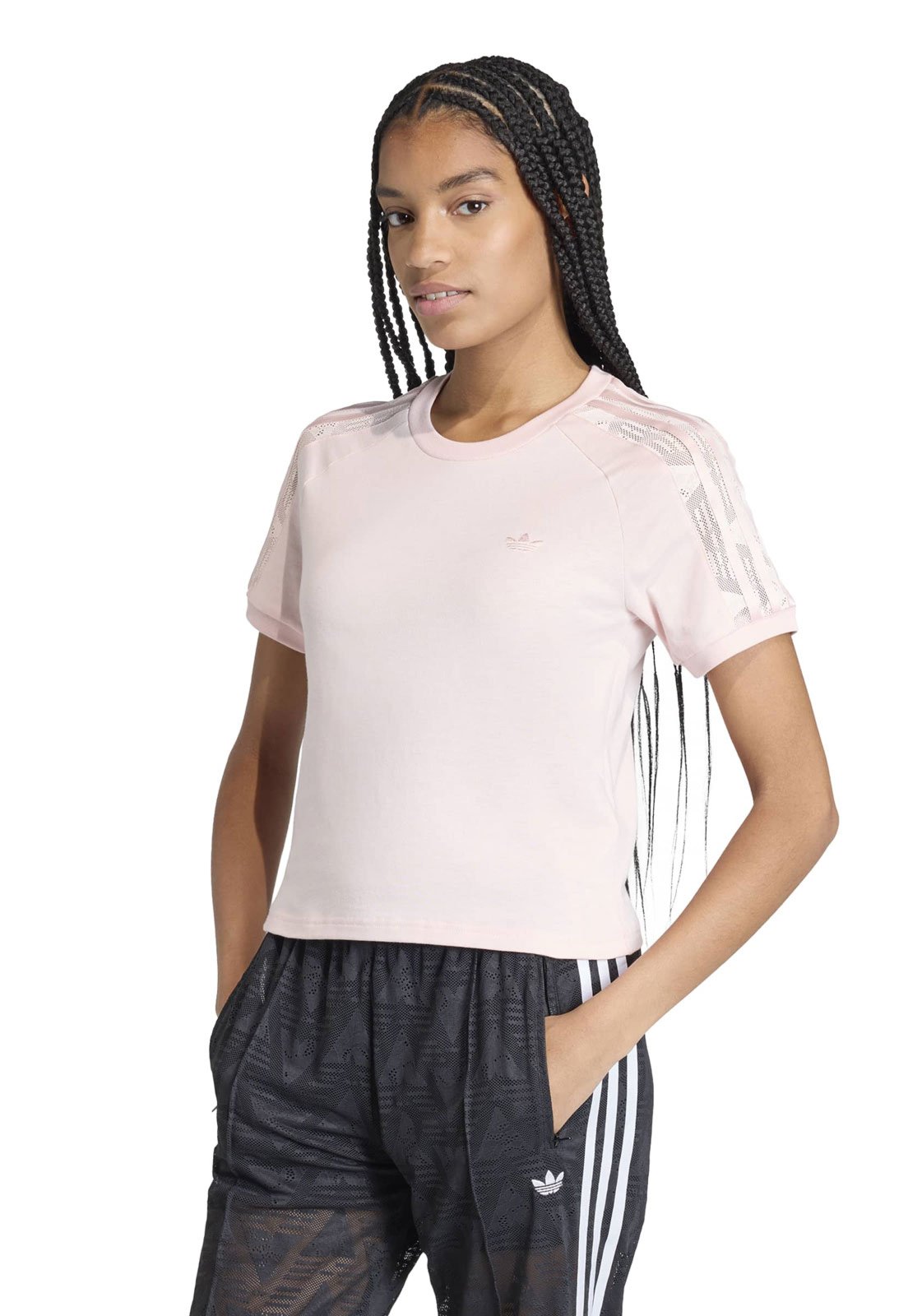 Camiseta Feminina adidas Originals Detalhe nos Ombros Rosa
