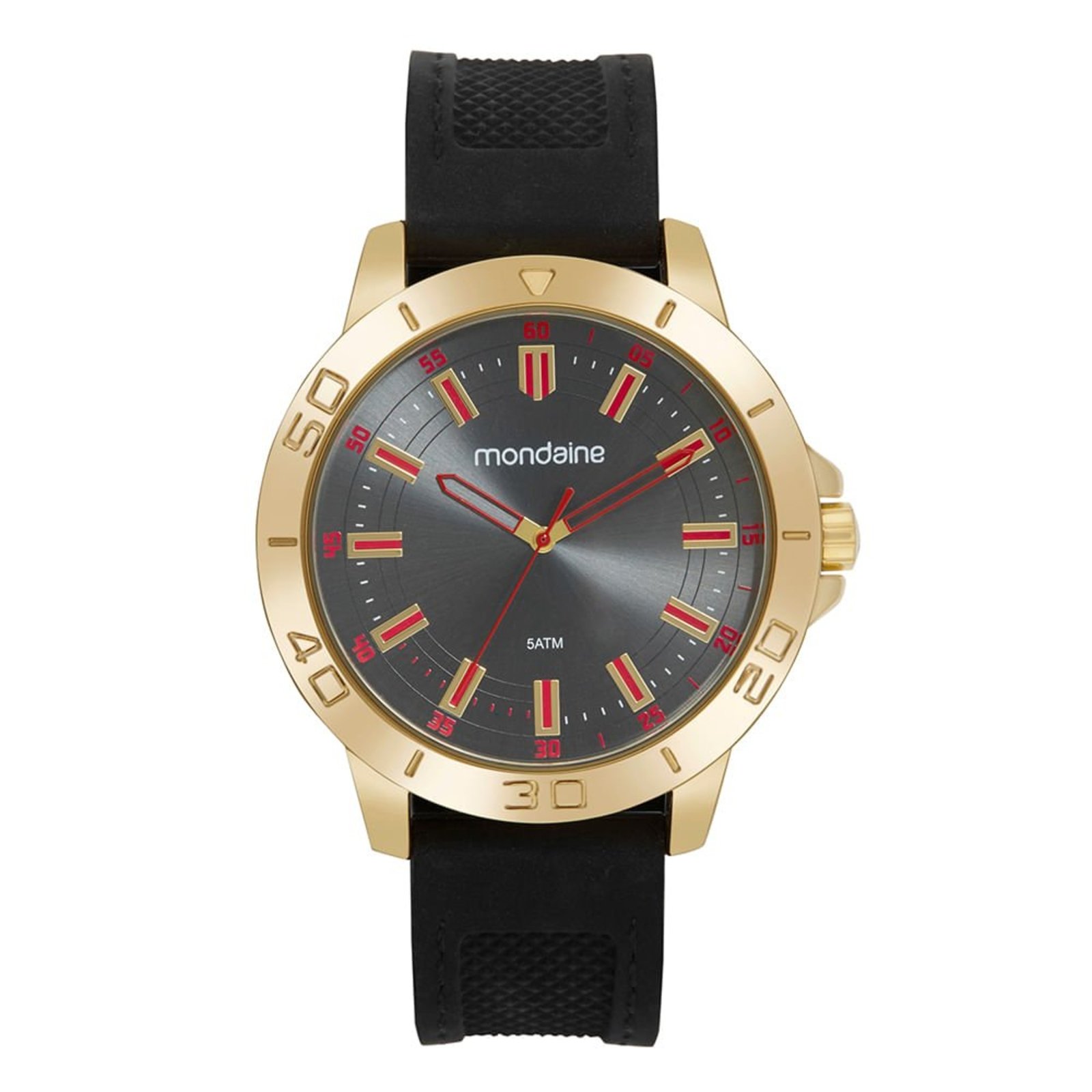 Relógio Masculino Esportivo Visor Metalizado Dourado Mondaine