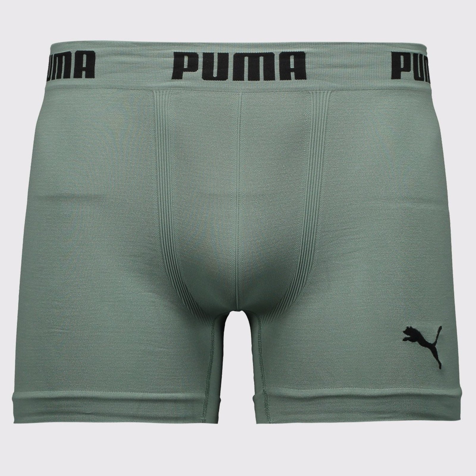 Cueca Boxer Puma Sem Costura Verde e Preta