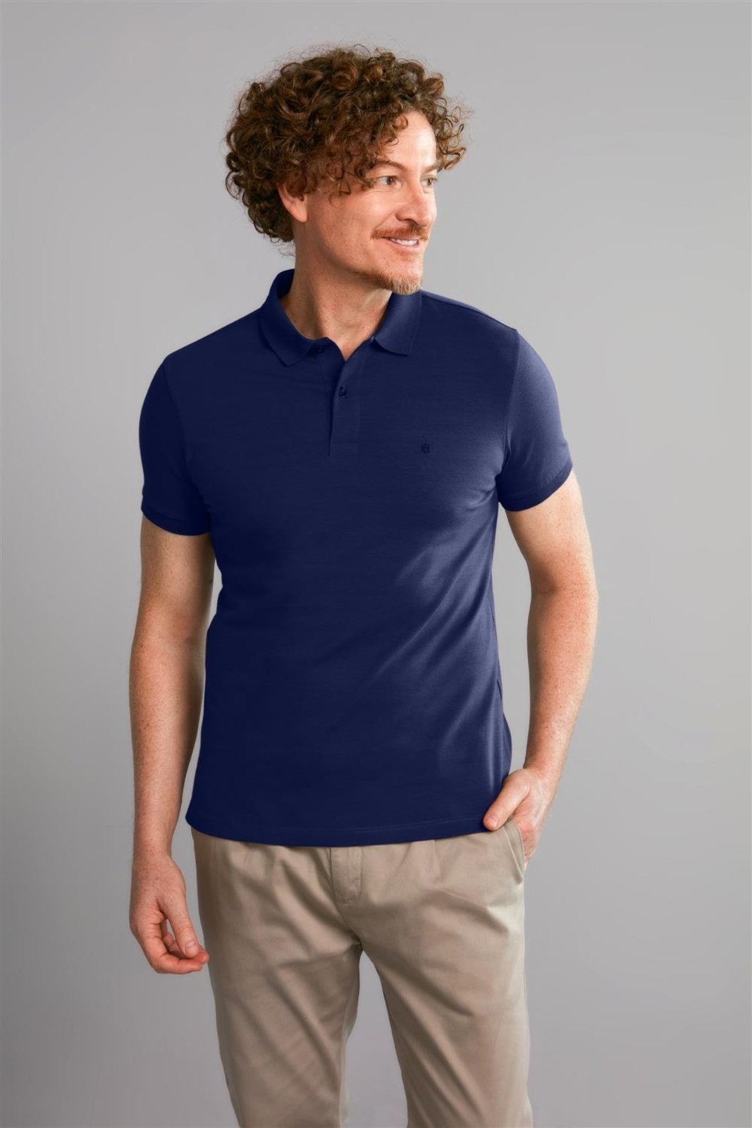 HIGHSTIL Polo Manga Curta Premium Malha Slim Fit – Azul Noturno