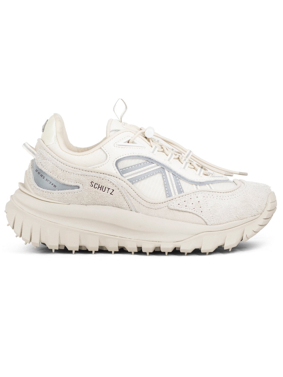 Tênis Feminino Schutz 240 Legacy Couro Cadarço Elástico Sneaker Pearl Off White Refletivo
