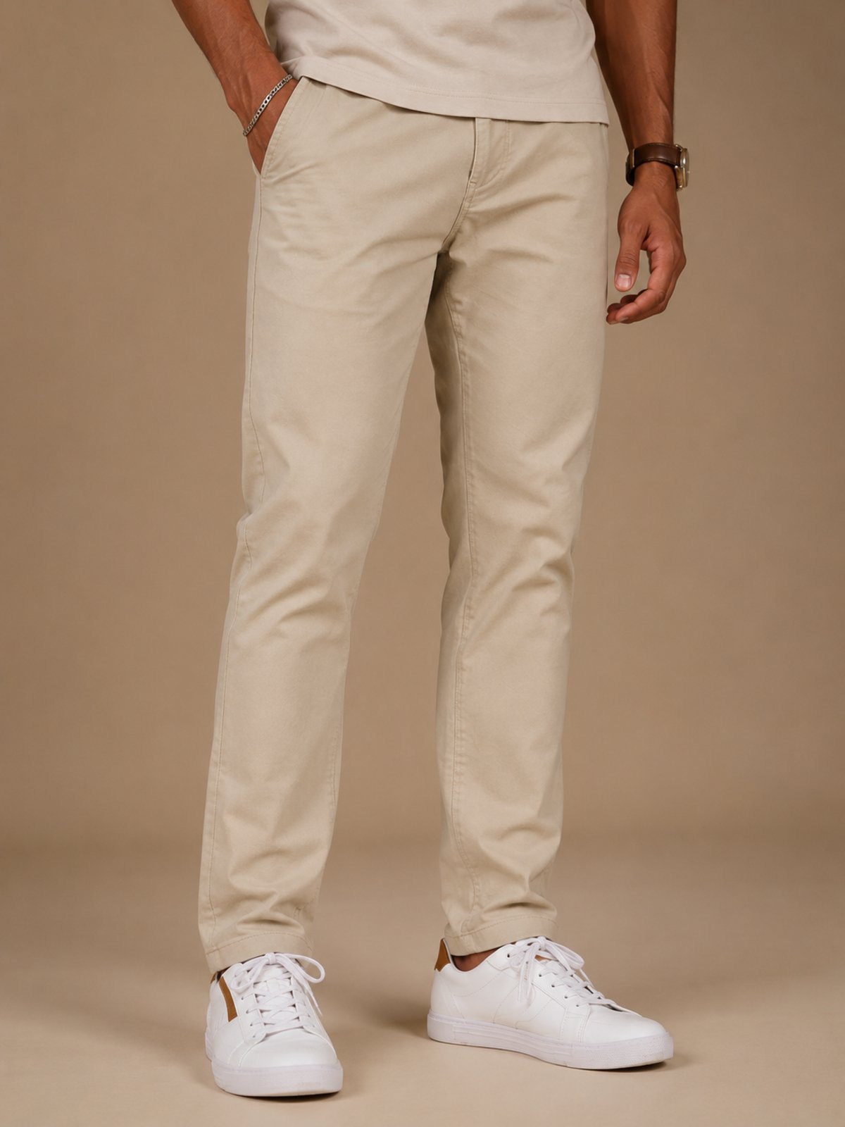 Calça Sarja Masculina 5 Estilo Alta Qualidade Areia