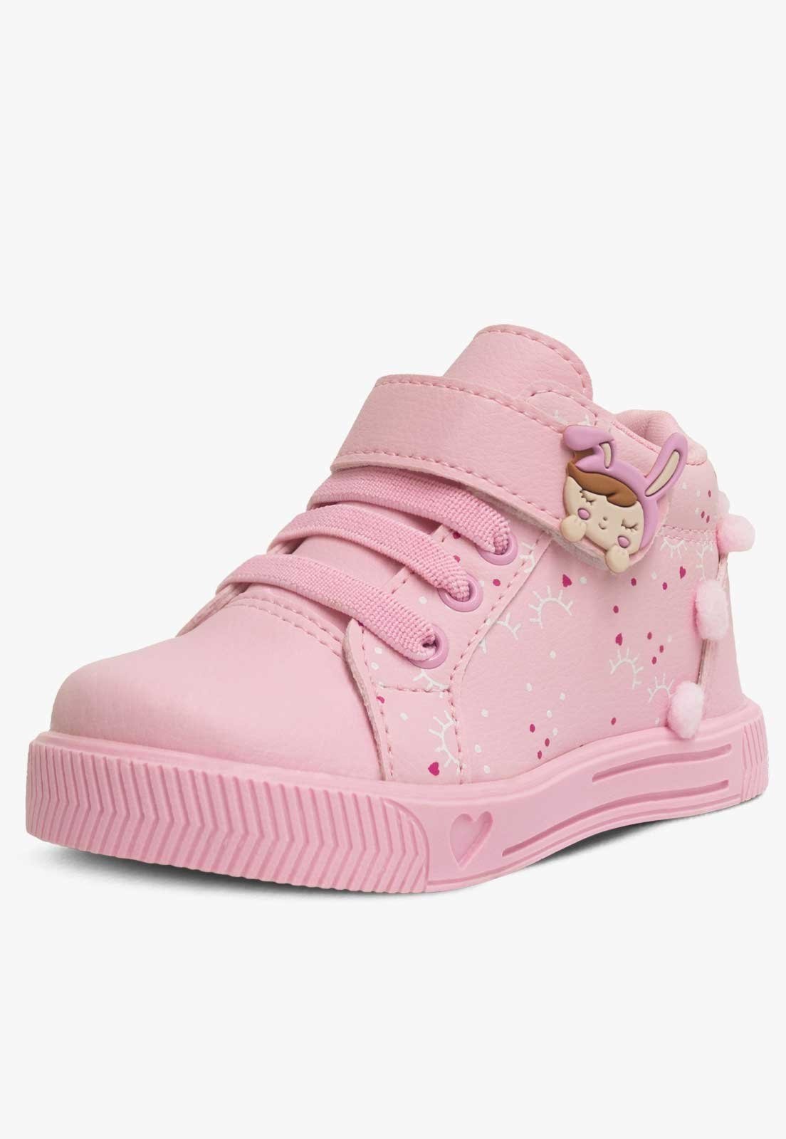 Infantil - Tênis Pópidi Menina Calce Fácil Cano Alto Rosa