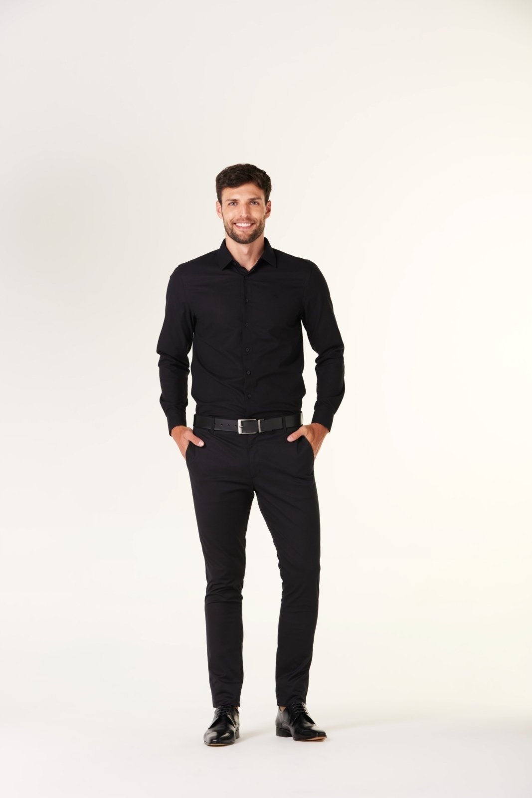 Vista 2 Calça Traymon Skinny Algodão Egípcio bege Traymon bege