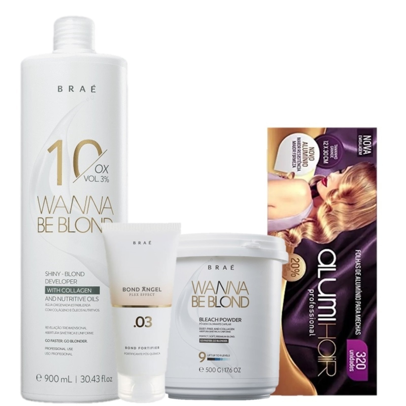Vista 2 Kit BRAE Wanna Be Blond Cabelos Brilhosos (4 Produtos) multicolorido BRAÉ multicolorido
