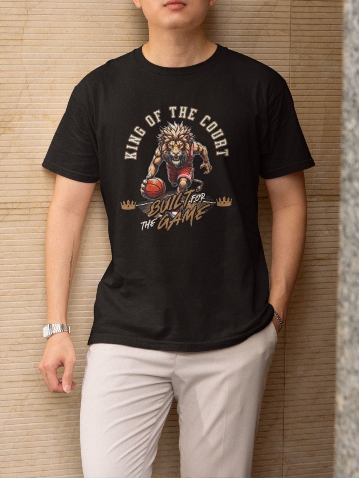Camiseta Básica Masculina GuGi Basquete Leão Rei Das Quadras Preto