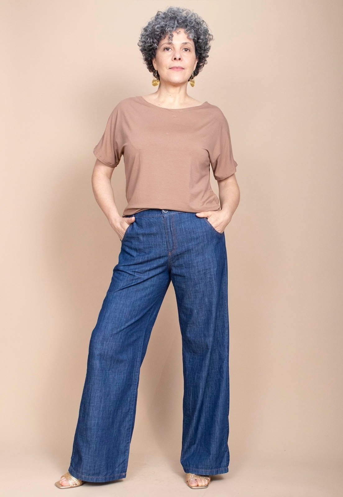 Blusa Amazonia Vital Básica Morcego Malha Gola Canoa Manga Curta Capuccino Blusa Amazonia Vital Básica Morcego Malha Gola Canoa Manga Curta Capuccino