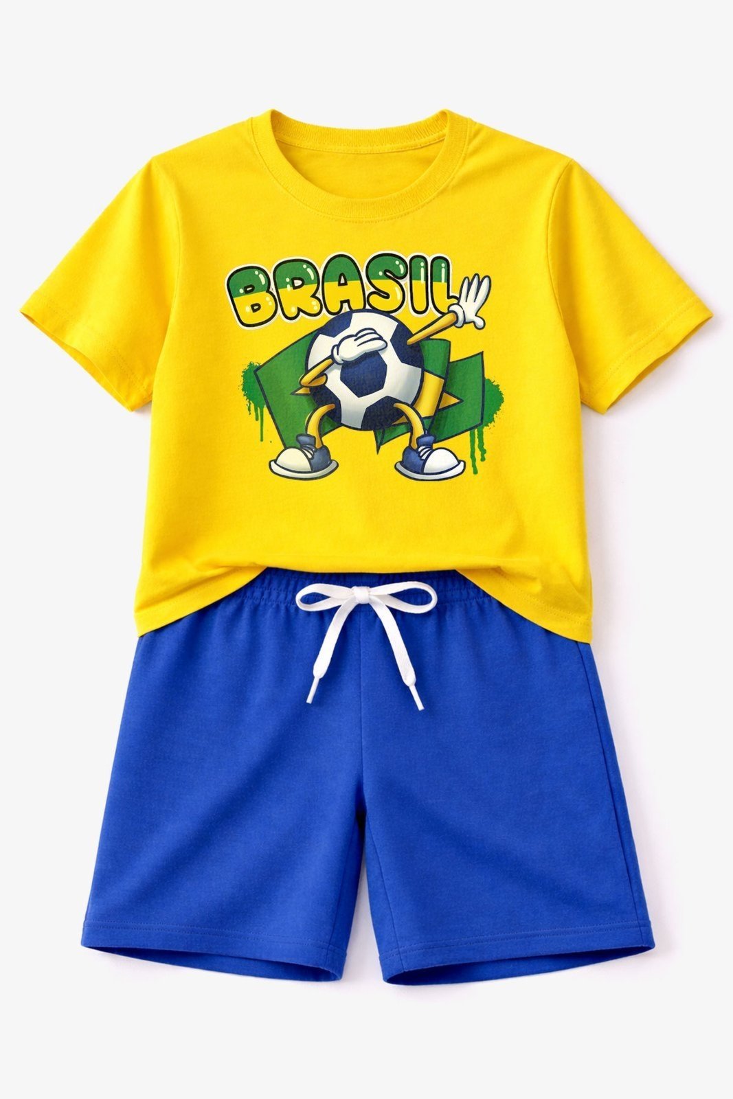 Infantil - Conjunto Masculino Brasil Bola Amarelo - Babei no Look