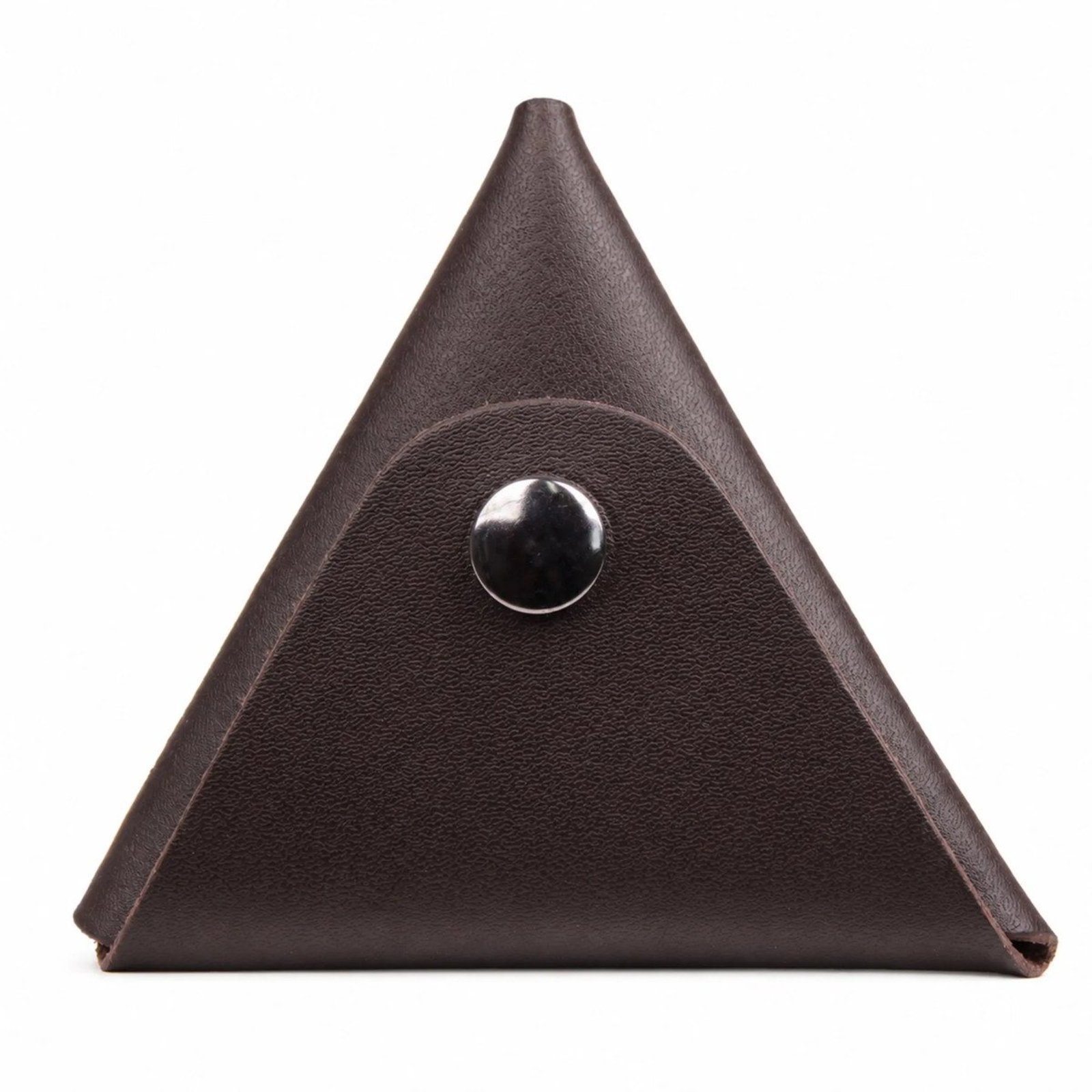 Porta Moedas Triangular em Couro com Botão Artlux 472 Café Novo
