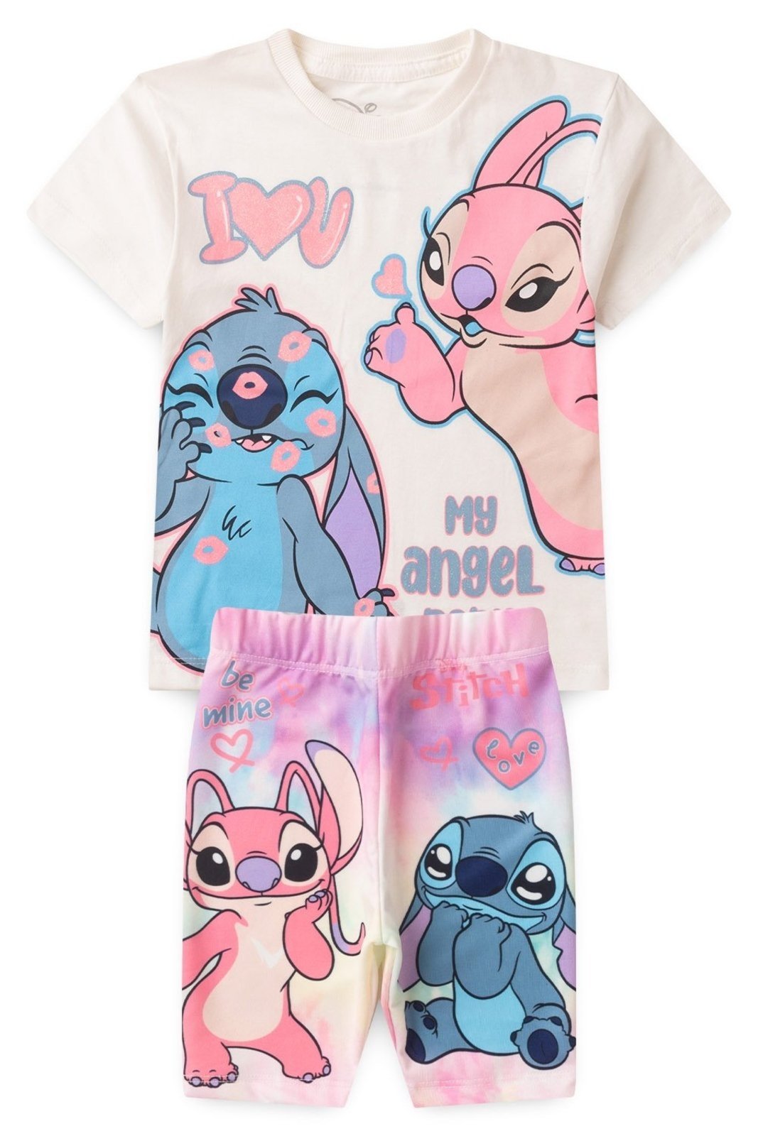 Infantil - Conjunto Disney Menina Estampa Stitch Oversized Off White
