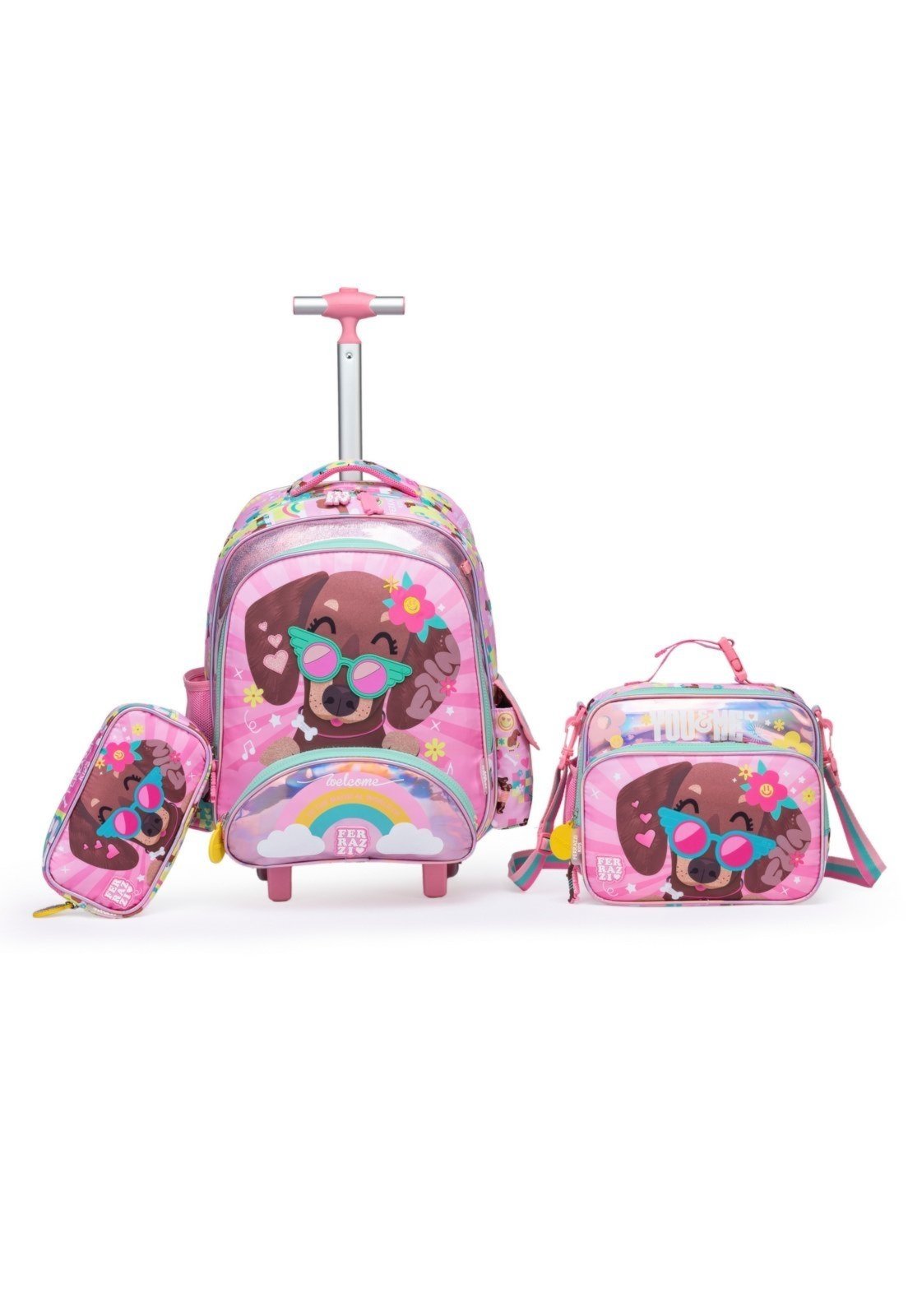 Infantil - Kit Escolar Cachorrinho Mochila Estojo Lancheira Ferrazzi