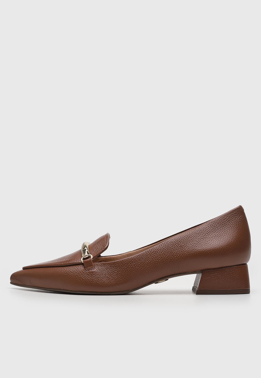 Scarpin Feminino Jorge Bischoff Bico Fino Salto Bloco Marrom