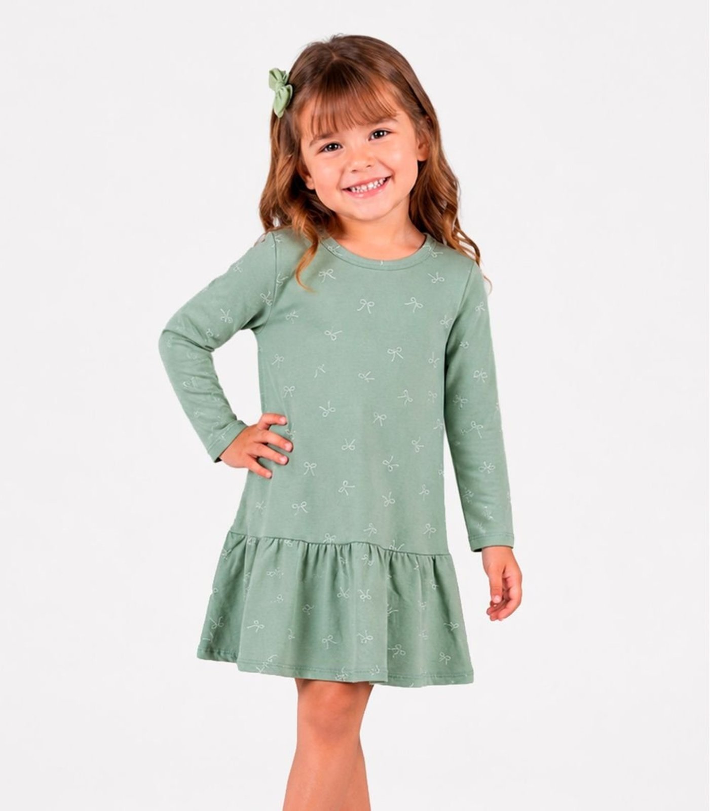 Infantil - Vestido Manga Longa Estampado Select Verde