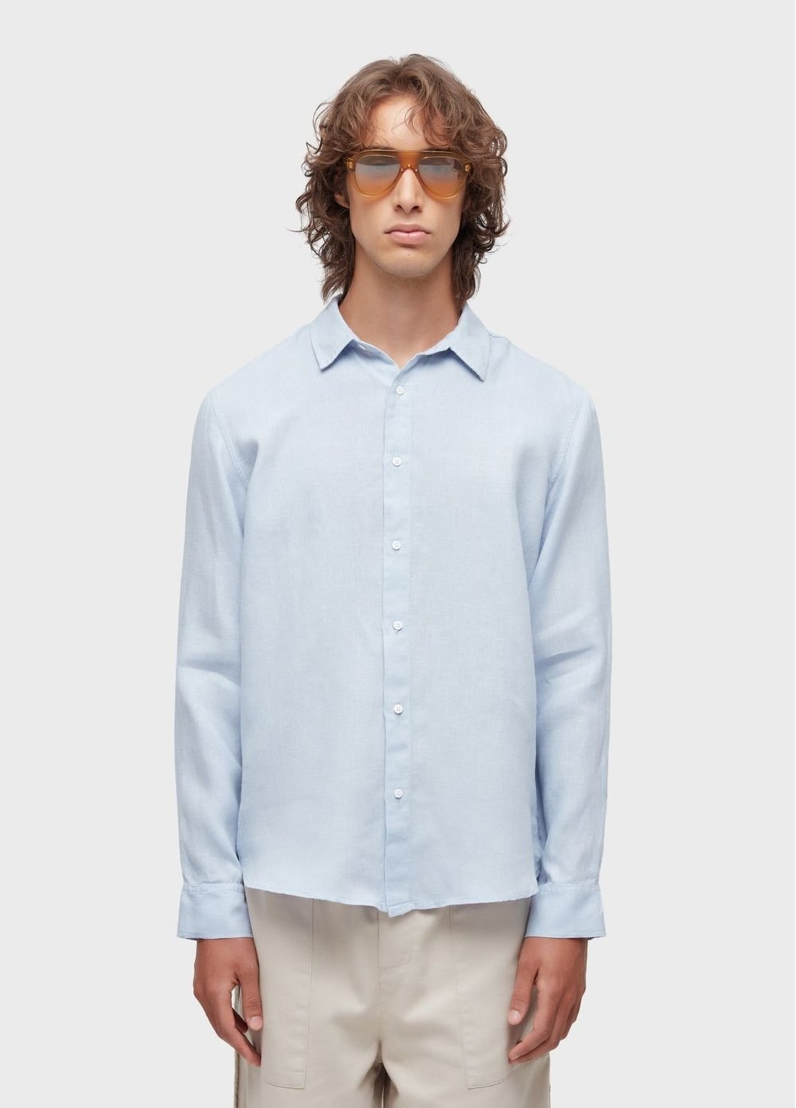 Vista 2 Camisa classic linen new ml Osklen azul Osklen azul