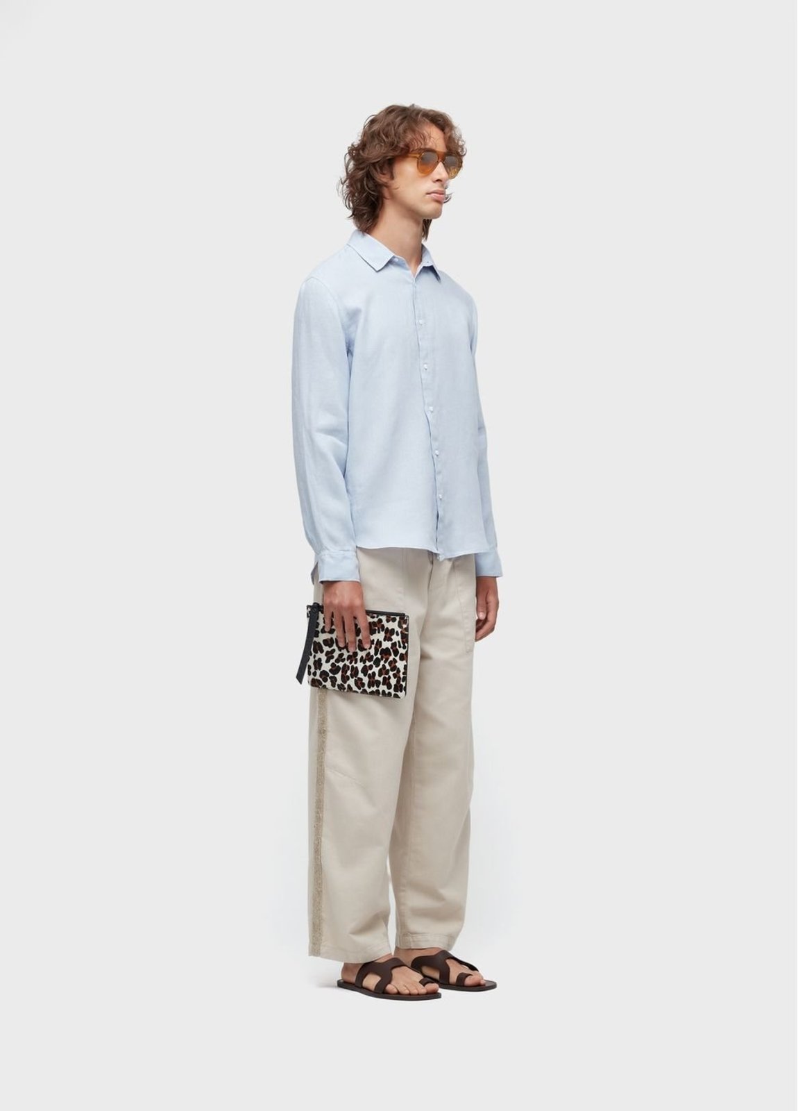 Vista 3 Camisa classic linen new ml Osklen azul Osklen azul