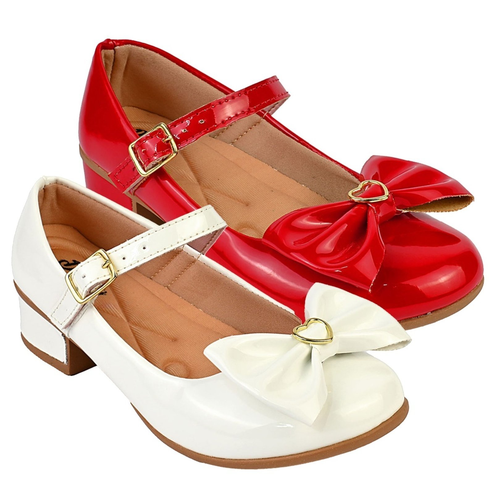 Infantil - Kit Com 2 Pares Sapatilha Feminina De Menina Boneca Do 28 Ao 36 101 - BRANCO E VERMELHO 500