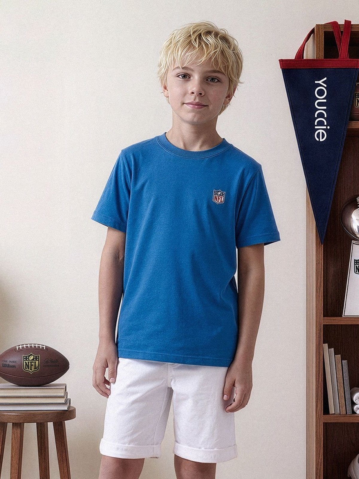 Infantil - Camiseta da NFL com Patch Azul