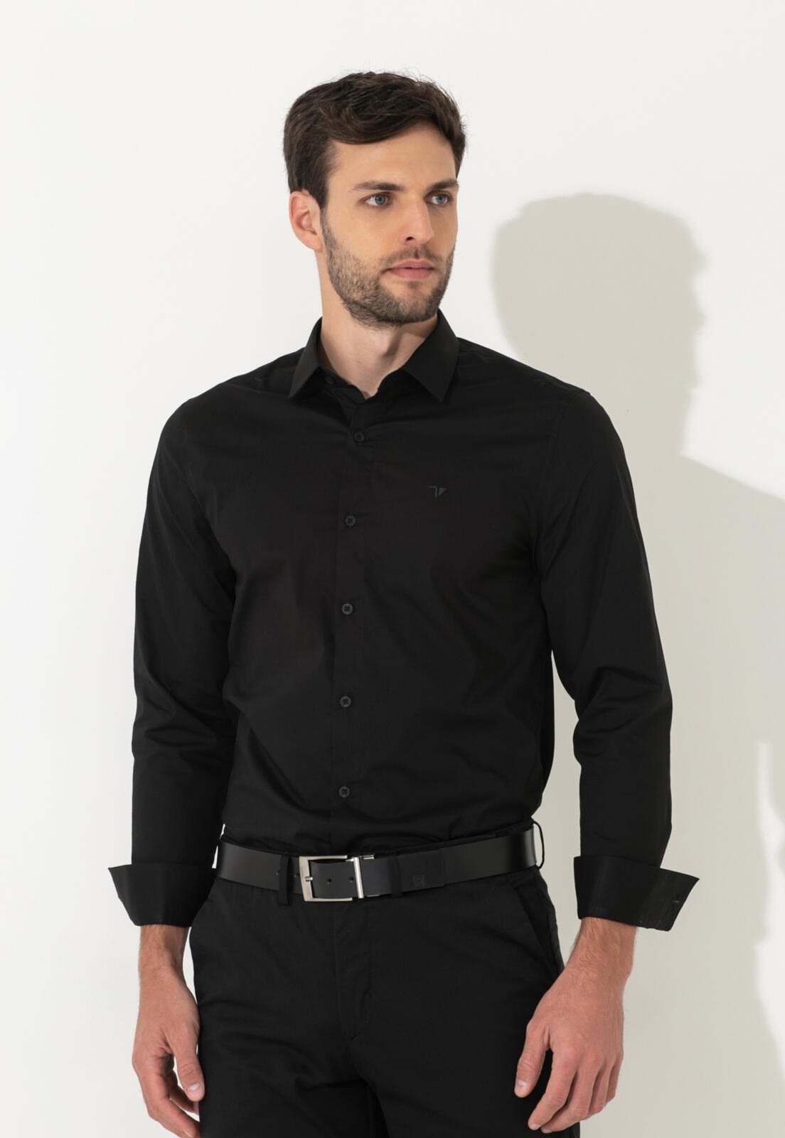 Camisa Traymon Manga Longa Slim Preto