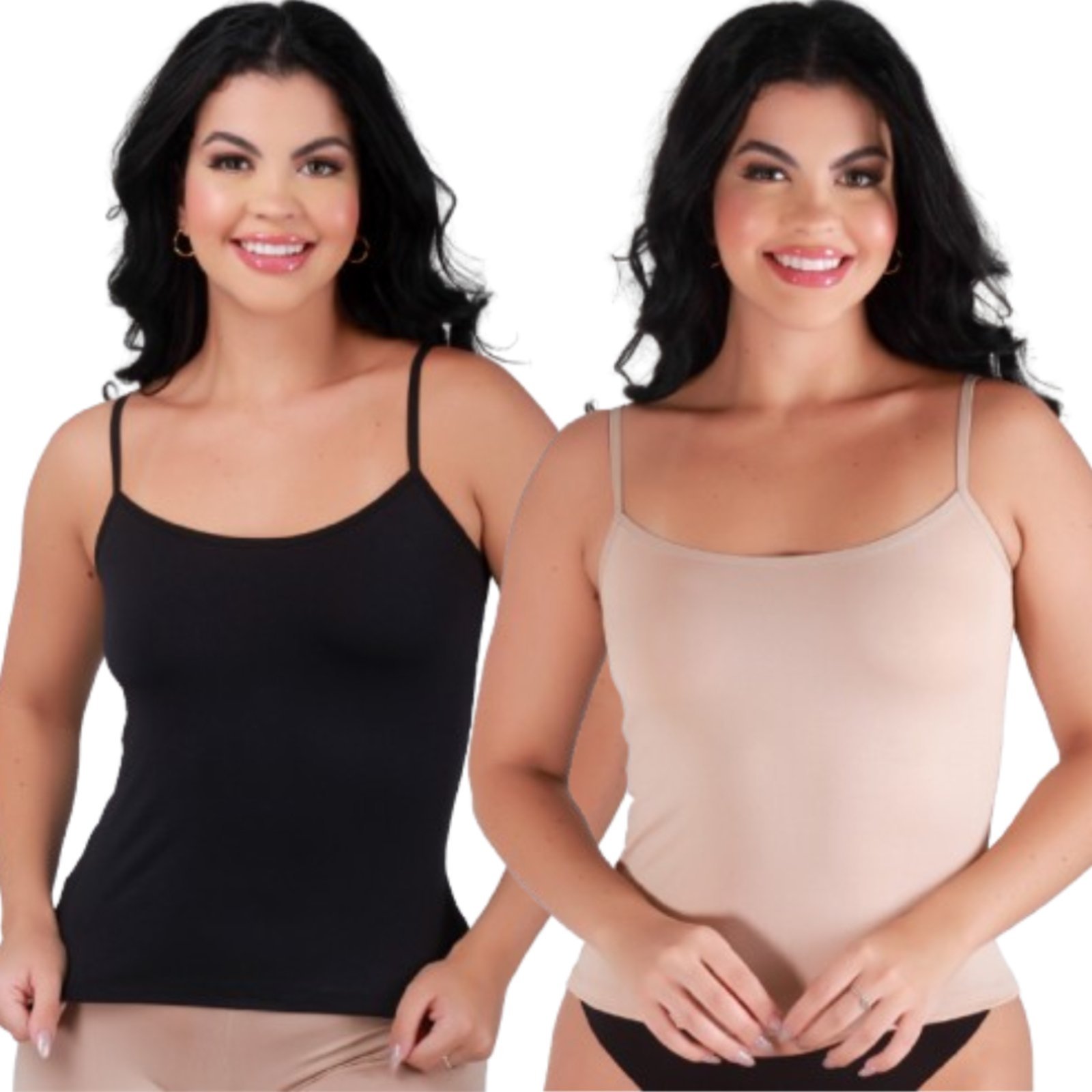 Kit 2 Camisete Segunda Pele Reflexo Íntimo Regata Anágua Alça Fina Bege e Preto