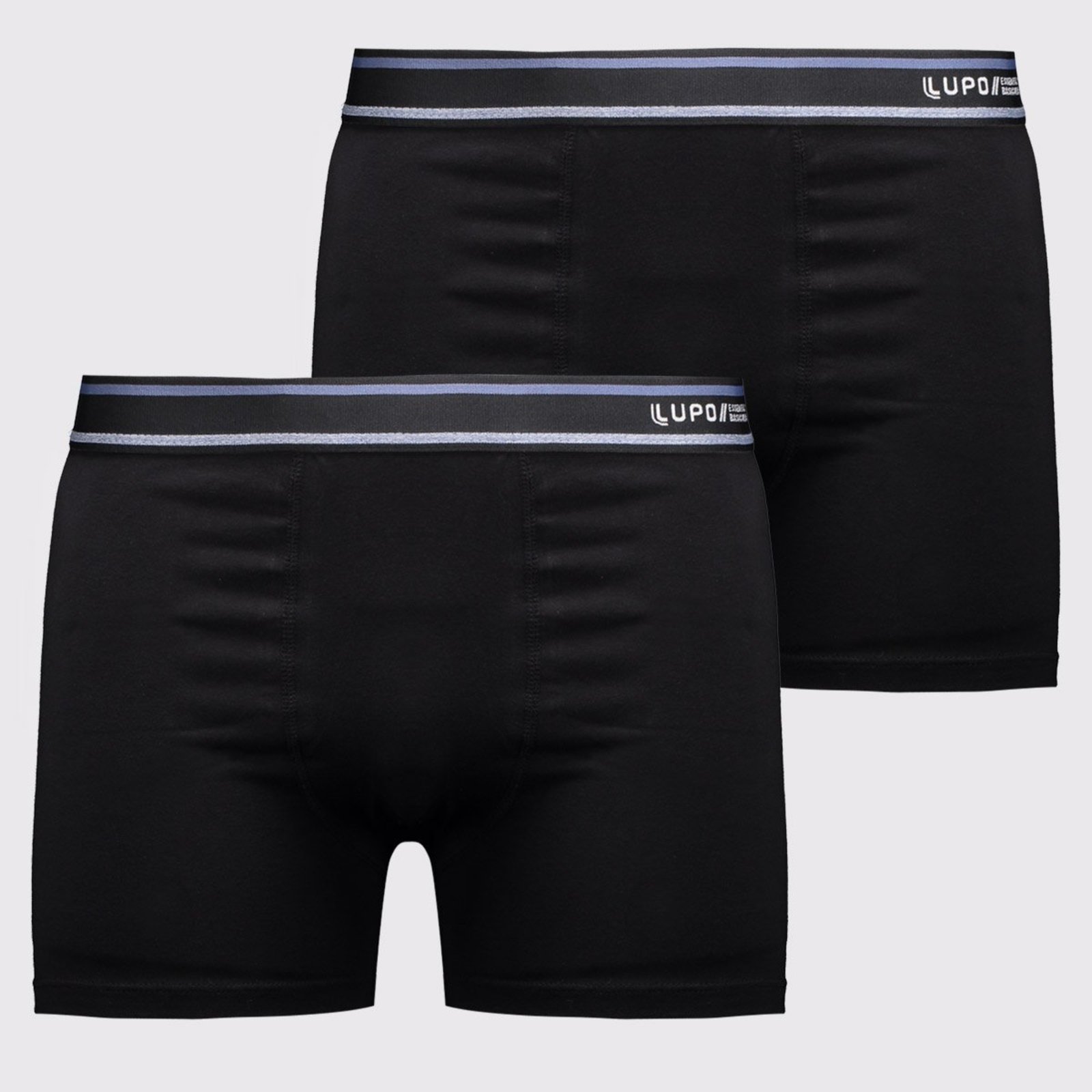 Kit 2 Cuecas Boxer Lupo Algodão com Elastano Basic Preta