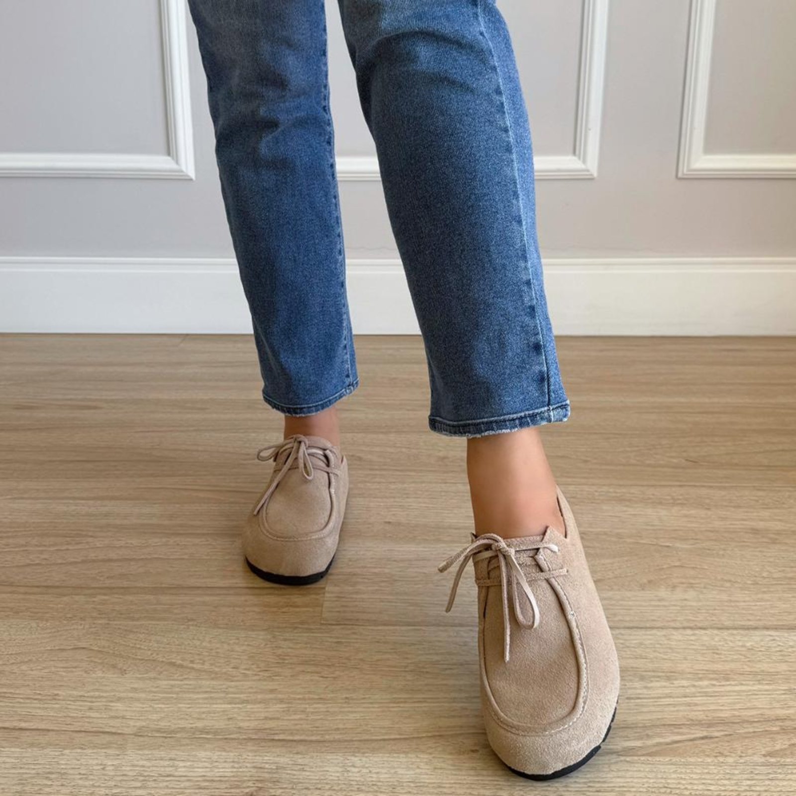 Vista 3 Sandy - Mule Feminino Camurça de Couro Legítimo Damannu Shoes bege Damannu Shoes bege