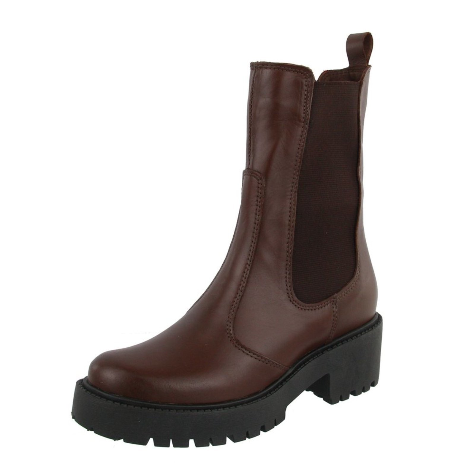 Coturno Couro Chelsea Tratorado Bota Cano Medio Agnes Veronez Café