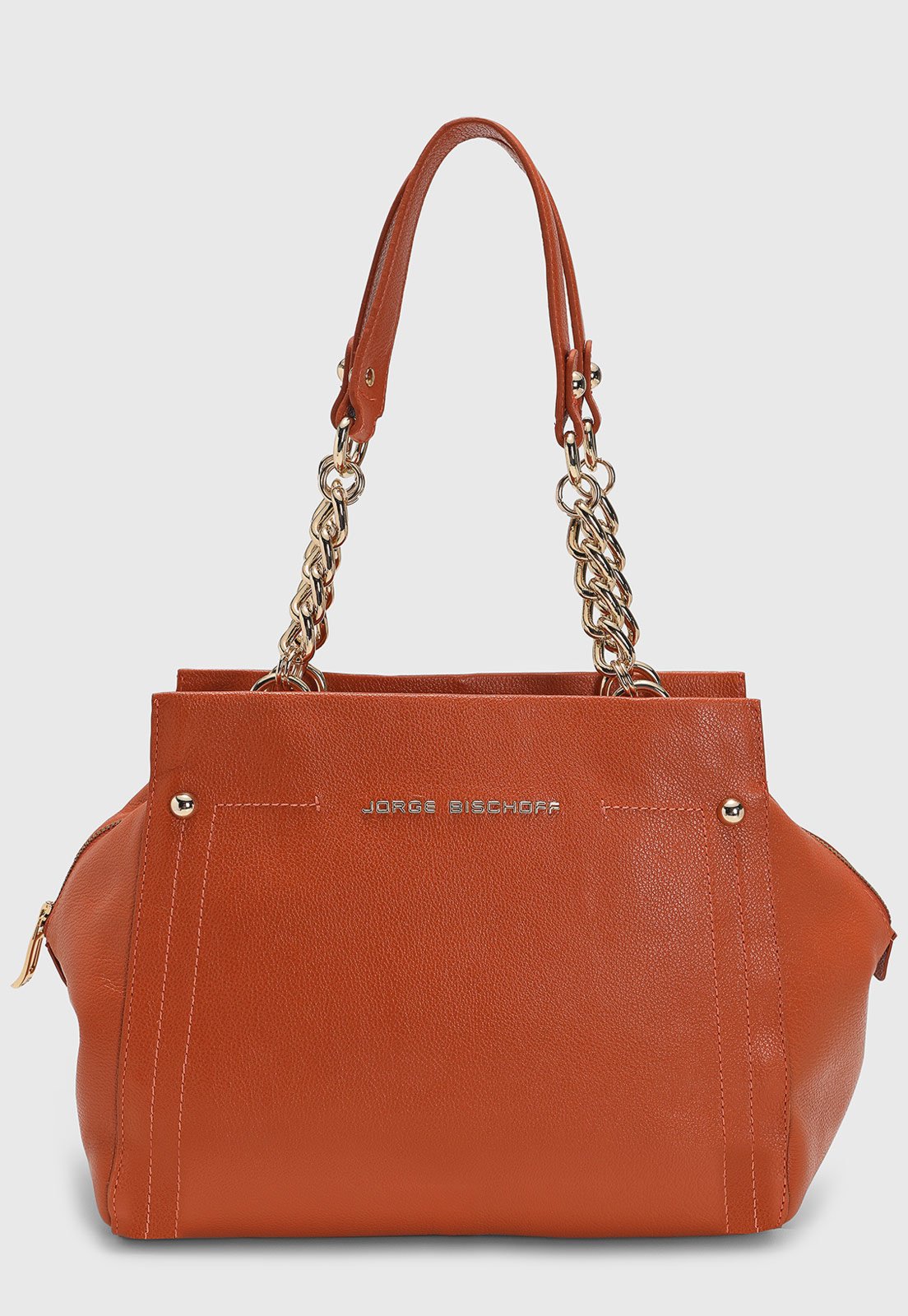 Bolsa Média Feminina Jorge Bischoff Alça Corrente Laranja