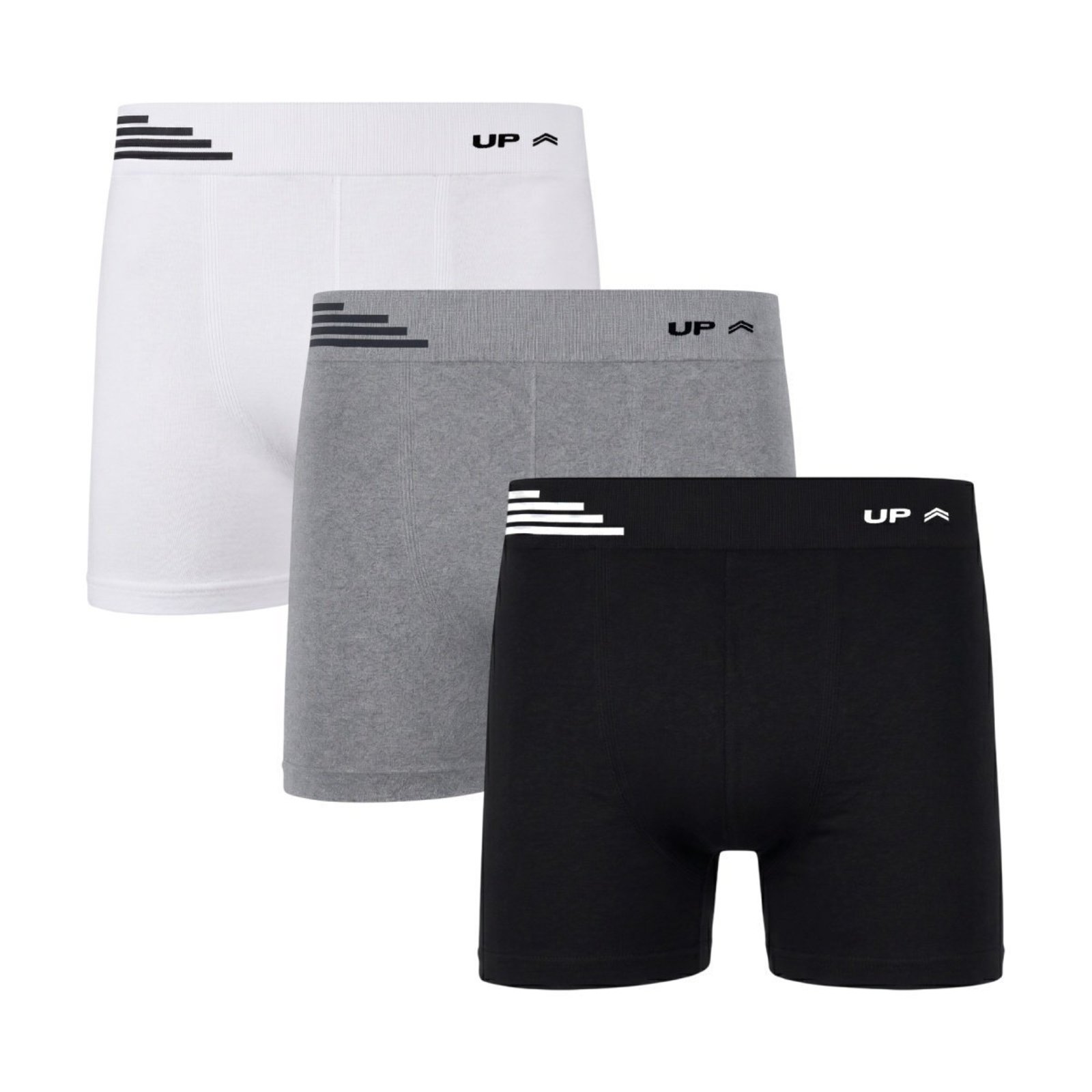 Kit 3 Cuecas Boxer UP Underwear Sem Costura Microfibra Sortida