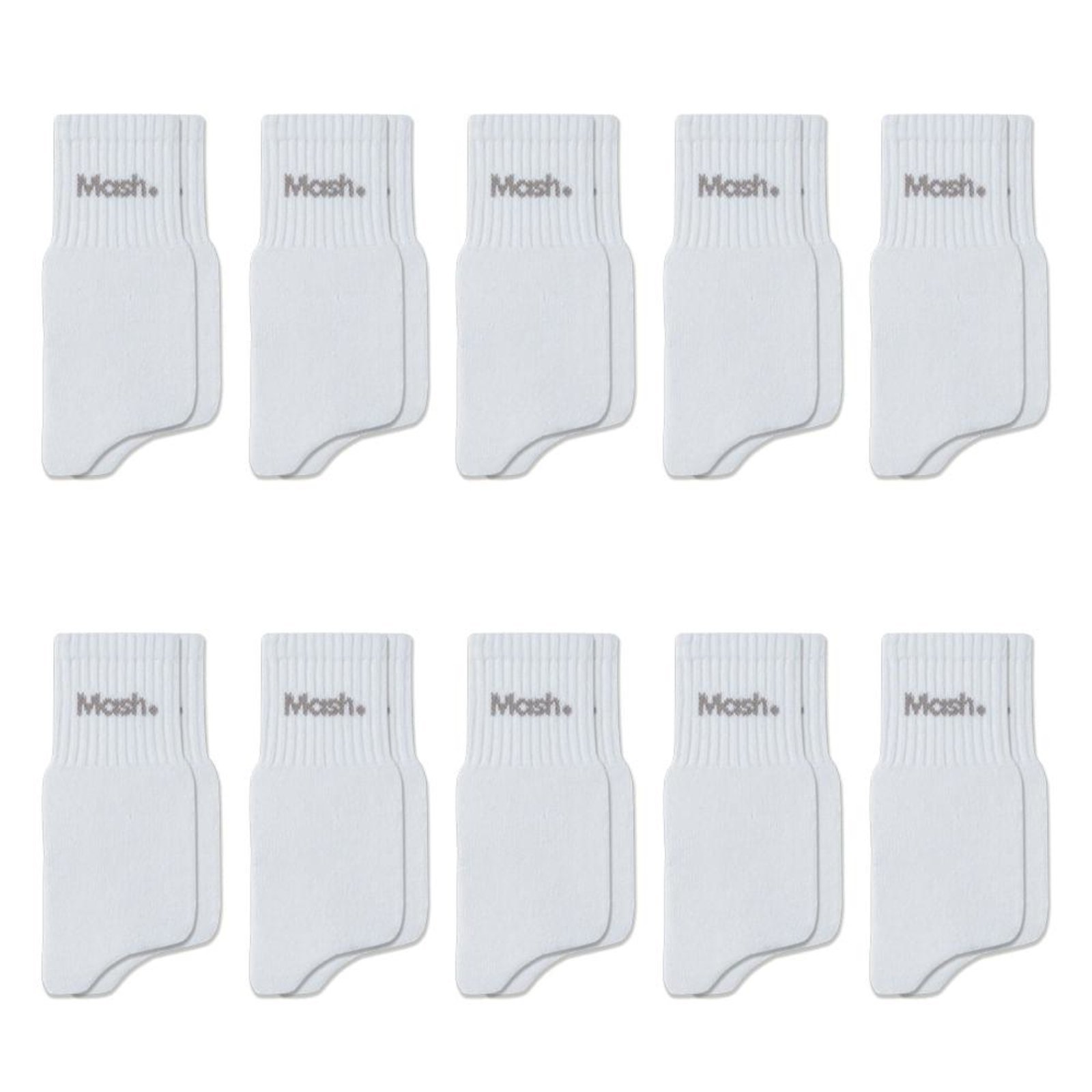 Kit Meia Cano Curto Mash 10 Pares Algodão Esportiva Branco 01 39-43