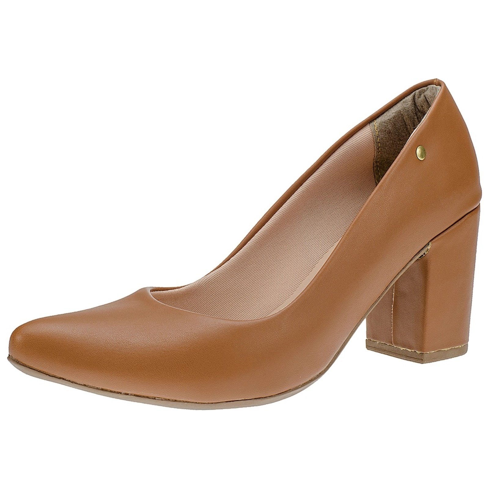 Scarpin Lóris Shoes Feminino Salto Alto Grosso Lóris Shoes Bico Fino 3041 Caramelo