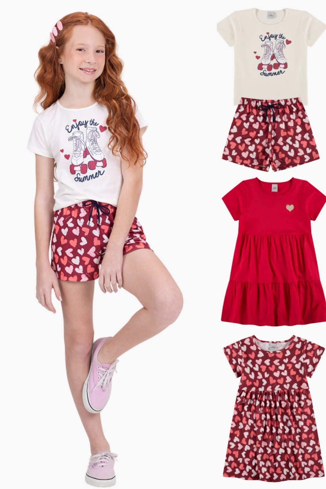 Infantil - Kit 3 Conjuntos Coração Menina