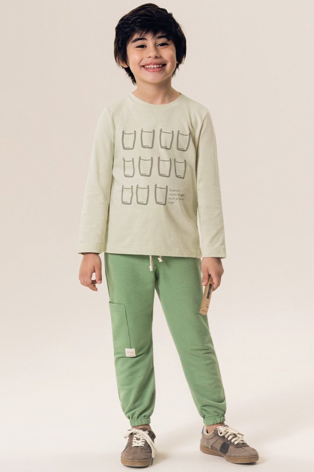 Infantil - Conjunto Menino Bugbee em Camiseta Malha Com Calça Moletom Interativo