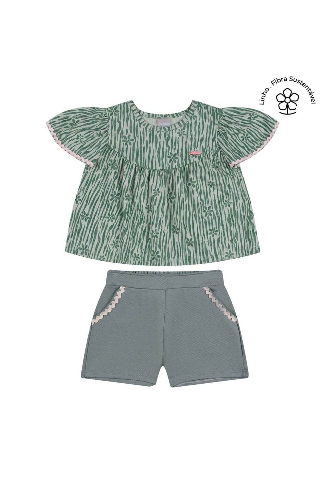 Infantil - Conjunto Curto Menina Flor Colorittá Verde