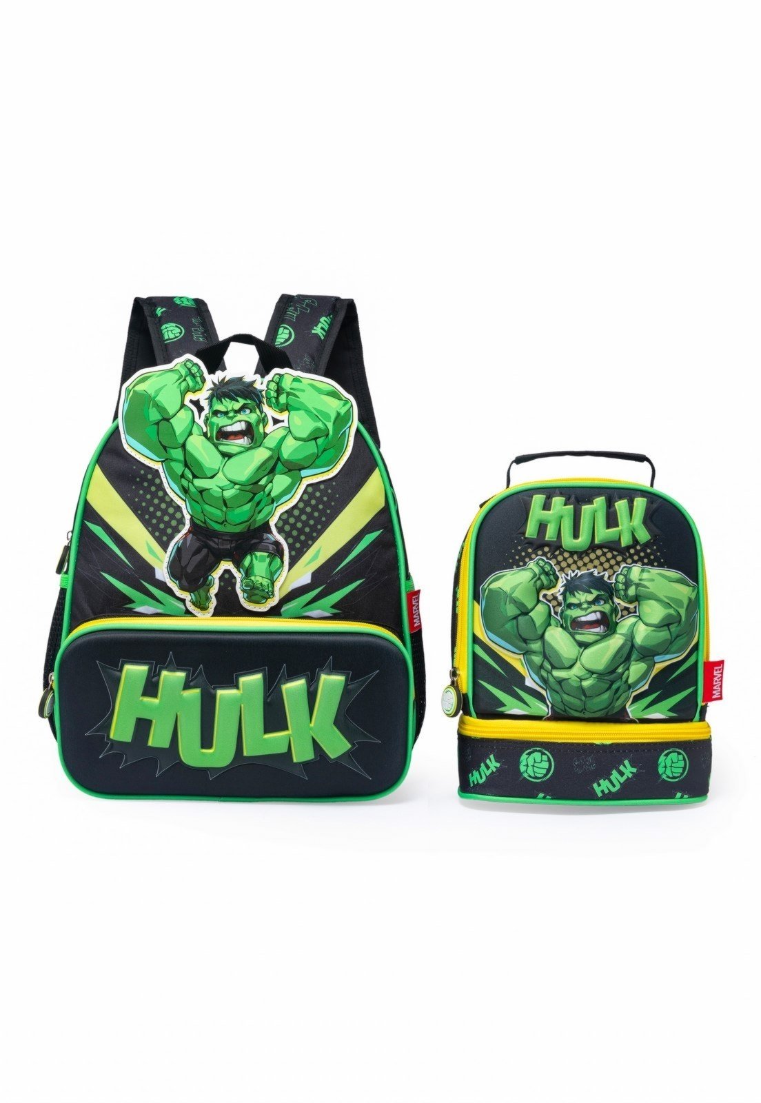 Infantil - Kit Mochila Lancheira Hulk Resistente Escolar Disney