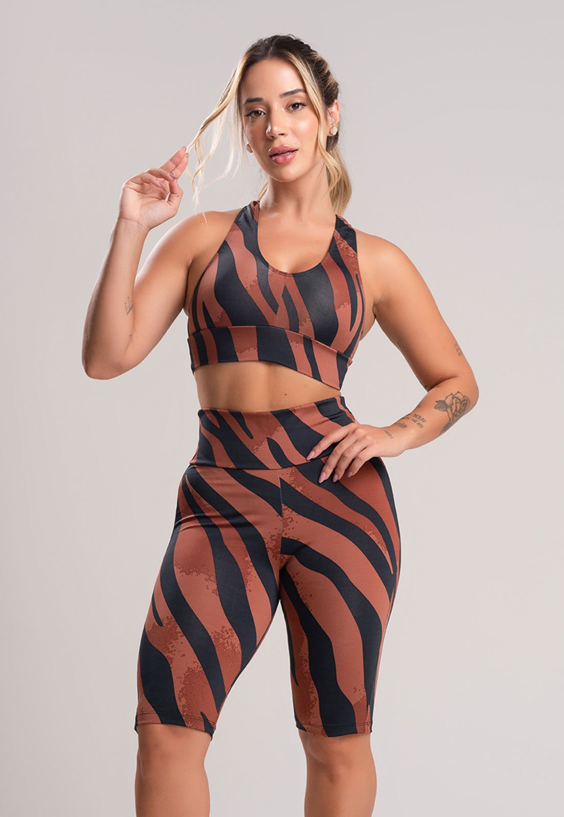 Bermuda MVB Modas Lisa Suplex Fitness Academia Estampada Safari